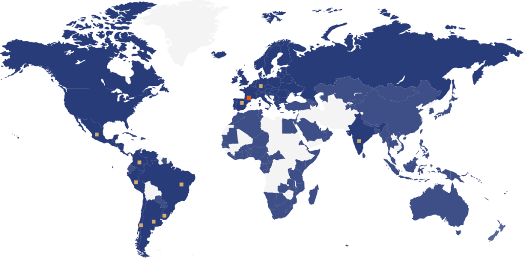 Mapa de la presencia internacional de Lyra