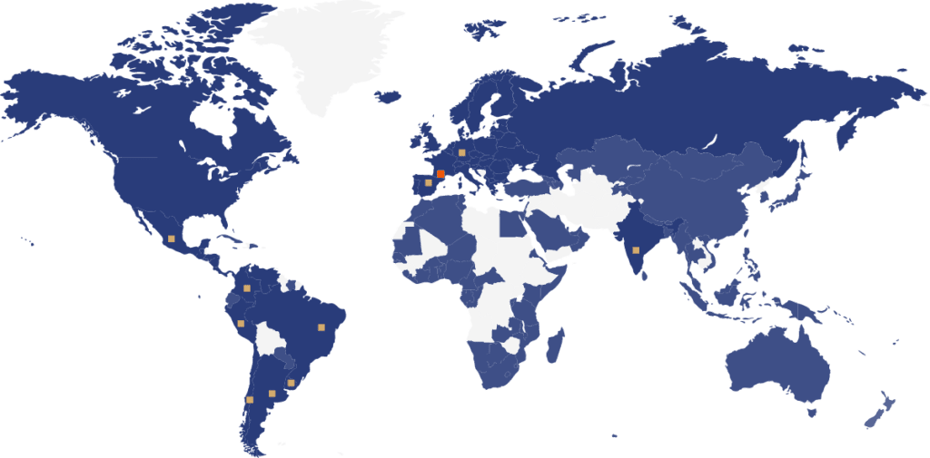 Carte Lyra présence internationale